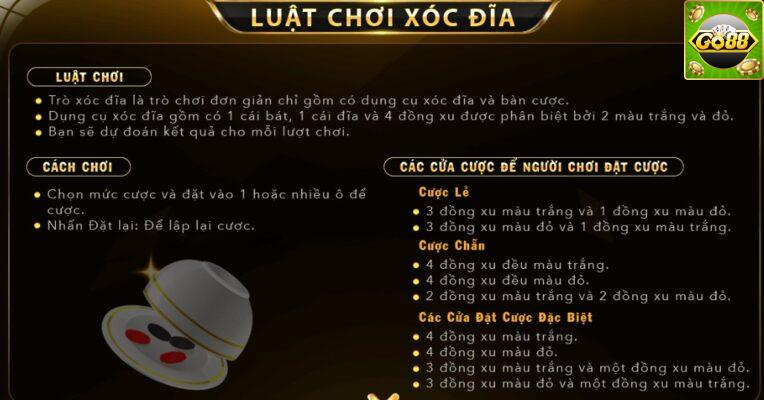 Luật chơi xóc đĩa go88